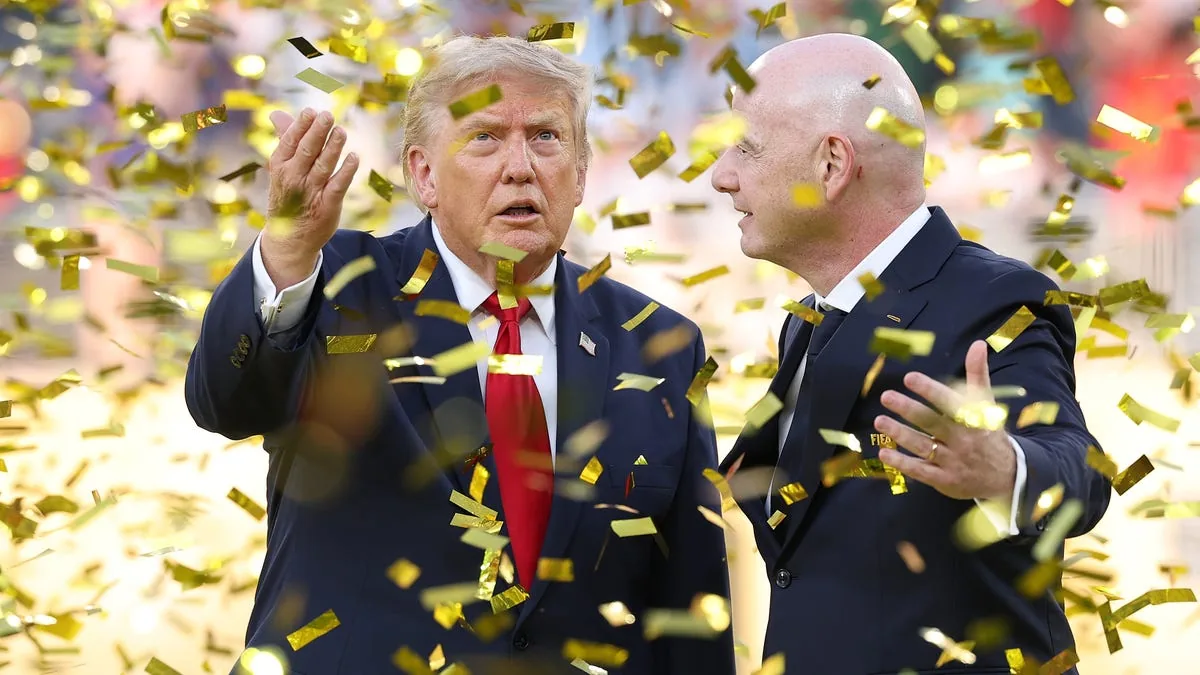 Donald Trump arrives by helicopter to attend World Cup final alongside Gianni Infantino