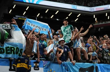 Argentina fans celebrate during the World Cup semi-final against England