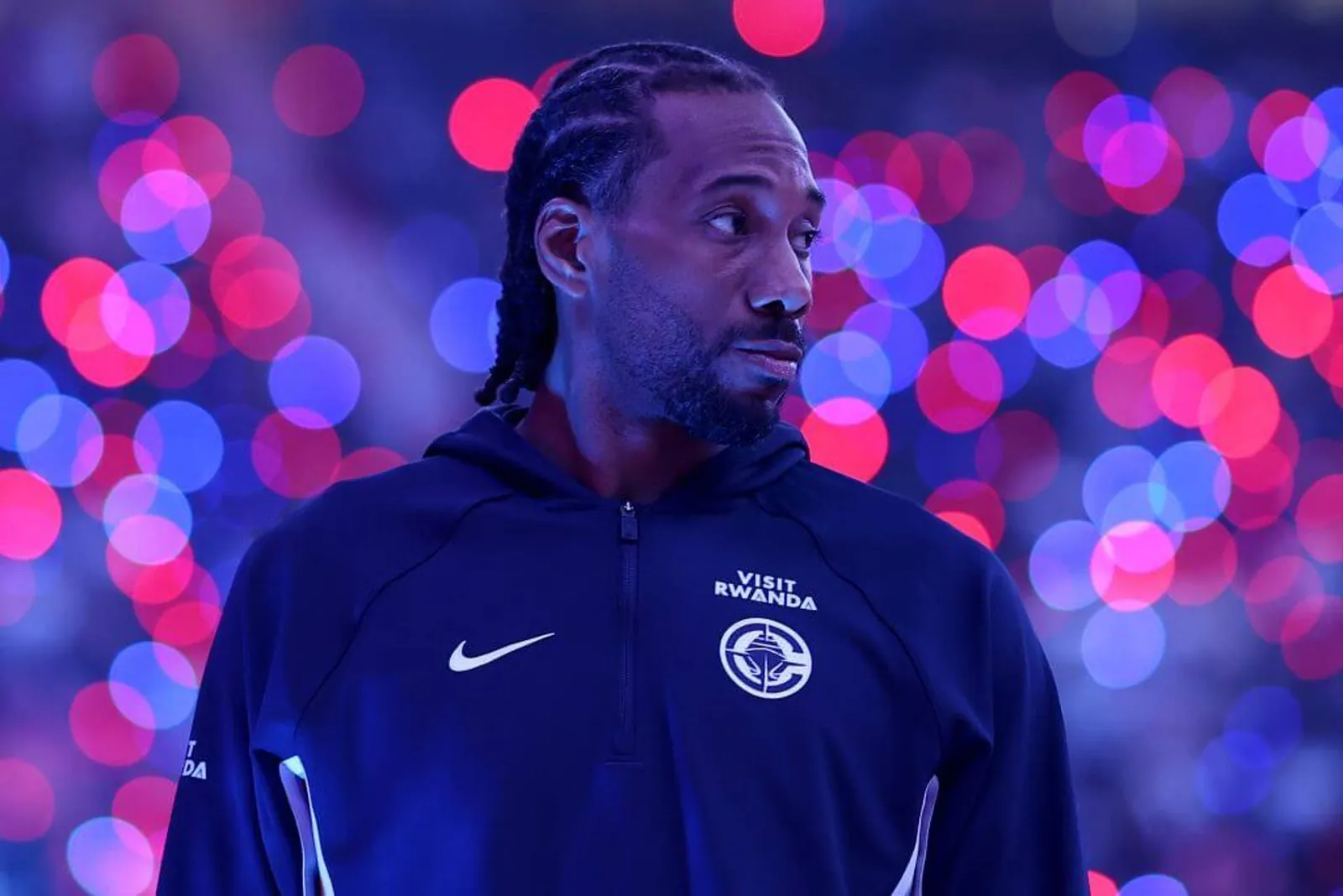 Kawhi Leonard stands on the Clippers court before a December game.