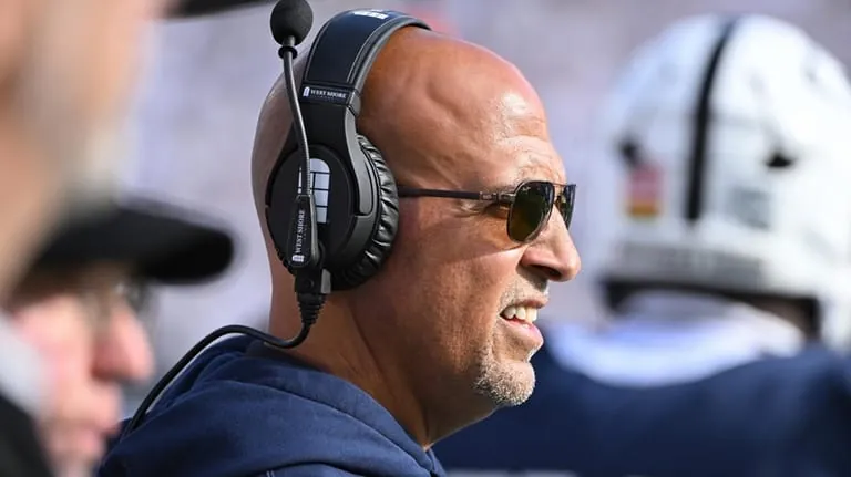 Penn State head coach James Franklin watches the action against...